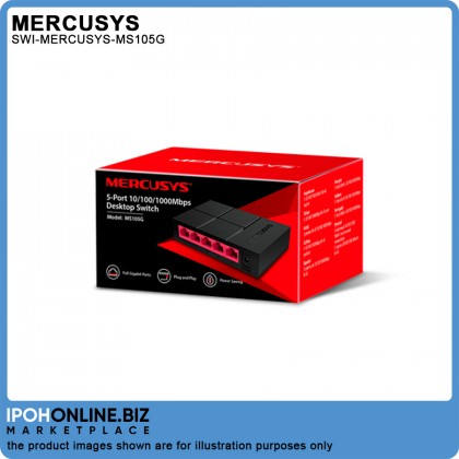 Mercusys MS105G 5-Port Gigabit 10/100/1000 Mbps Mini Desktop Ethernet Network Switch Mercusys MS105G 5-Port Gigabit 10/100/1000 Mbps Mini Desktop Ethernet Network Switch